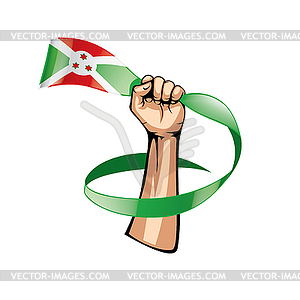 Burundi flag and hand - vector clipart