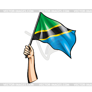 Tanzania flag and hand - vector clipart