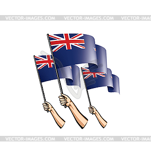 New Zealand flag and hand - vector clipart