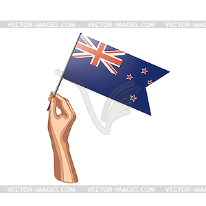 New Zealand flag and hand - vector image