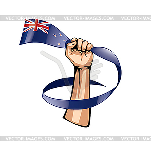 New Zealand flag and hand - vector clipart