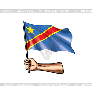 Democratic Republic of Congo flag and hand - vector clipart