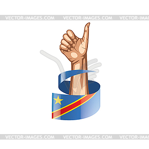 Democratic Republic of Congo flag and hand - vector clipart