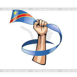 Демократическая Республика Конго флаг и рука - векторный графический клипарт