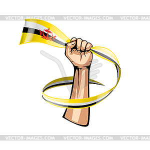 Brunei flag and hand - vector clip art