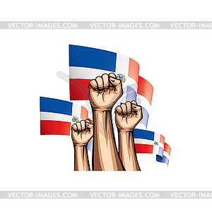 Dominicana flag and hand - stock vector clipart