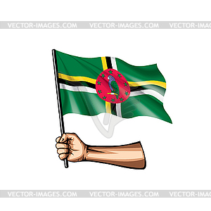 Dominica flag and hand - royalty-free vector image