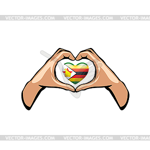 Zimbabwe flag and hand - vector image