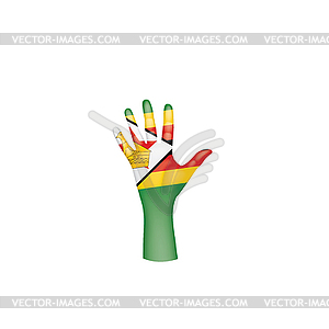 Zimbabwe flag and hand - vector EPS clipart