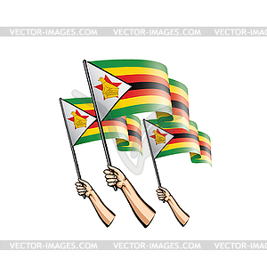 Zimbabwe flag and hand - vector clipart