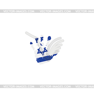 Israel flag and hand - vector image