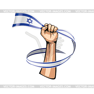 Israel flag and hand - vector clipart