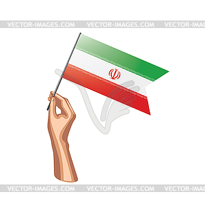 Iran flag and hand - vector image