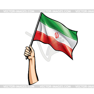 Iran flag and hand - vector EPS clipart