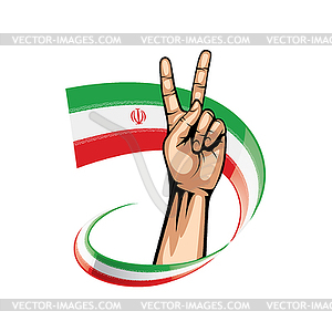 Iran flag and hand - vector clipart