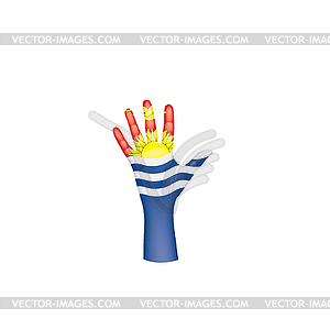 Kiribati flag and hand - royalty-free vector image