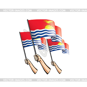 Kiribati flag and hand - vector clip art