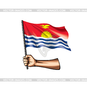 Kiribati flag and hand - vector clipart