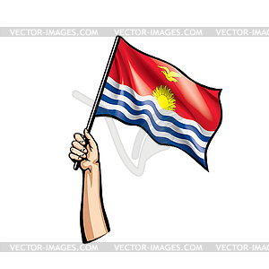 Kiribati flag and hand - vector image