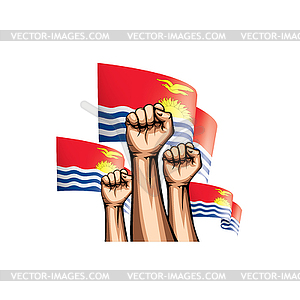 Kiribati flag and hand - vector clipart