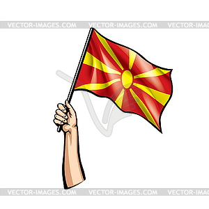 Macedonia flag and hand - stock vector clipart