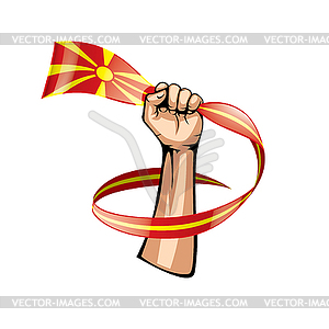 Macedonia flag and hand - vector clip art