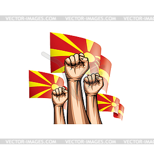 Macedonia flag and hand - vector clipart