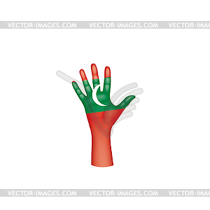 Maldives flag and hand - vector clipart