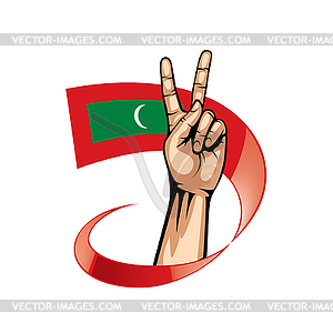 Maldives flag and hand - vector EPS clipart