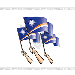 Marshall Islands flag and hand - vector image