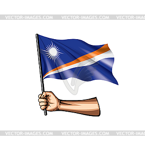 Marshall Islands flag and hand - vector EPS clipart