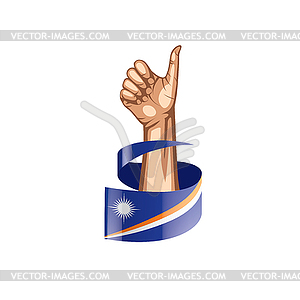 Marshall Islands flag and hand - vector clip art