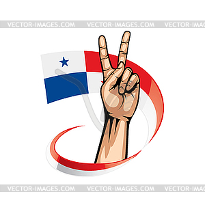 Panama flag and hand - vector image