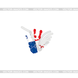 Panama flag and hand - vector clipart