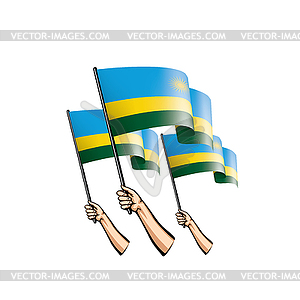 Rwanda flag and hand - vector image