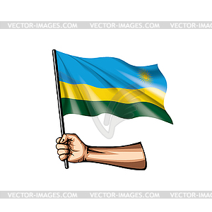 Rwanda flag and hand - royalty-free vector image