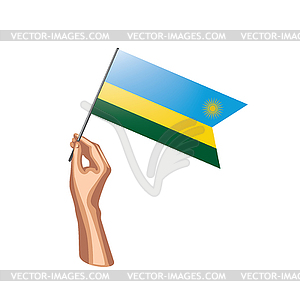 Rwanda flag and hand - vector clip art