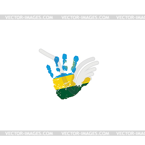 Rwanda flag and hand - vector clip art