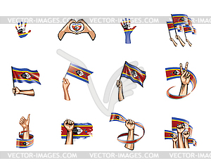 Swaziland flag and hand - stock vector clipart