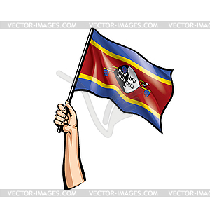 Swaziland flag and hand - vector clipart