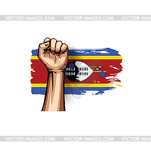 Swaziland flag and hand - vector image