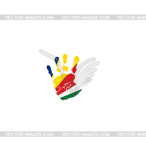 Seychelles flag and hand - vector image