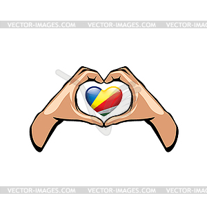 Seychelles flag and hand - vector clipart