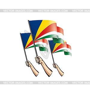 Seychelles flag and hand - vector EPS clipart