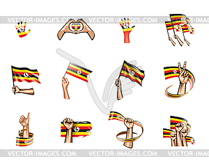 Uganda flag and hand - royalty-free vector image