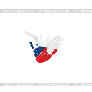 Czechia flag and hand - vector clip art