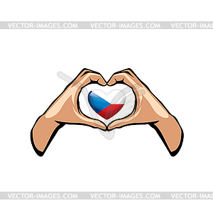 Czechia flag and hand - vector clipart