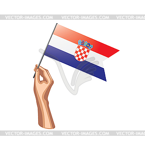 Croatia flag and hand - vector image