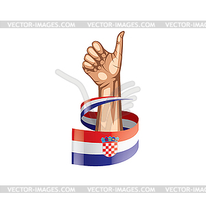 Croatia flag and hand - vector clipart