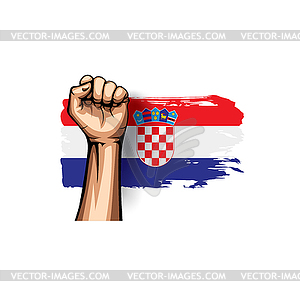 Croatia flag and hand - vector clip art